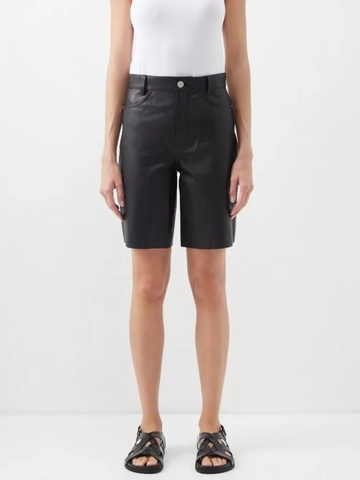 High-rise Leather Shorts