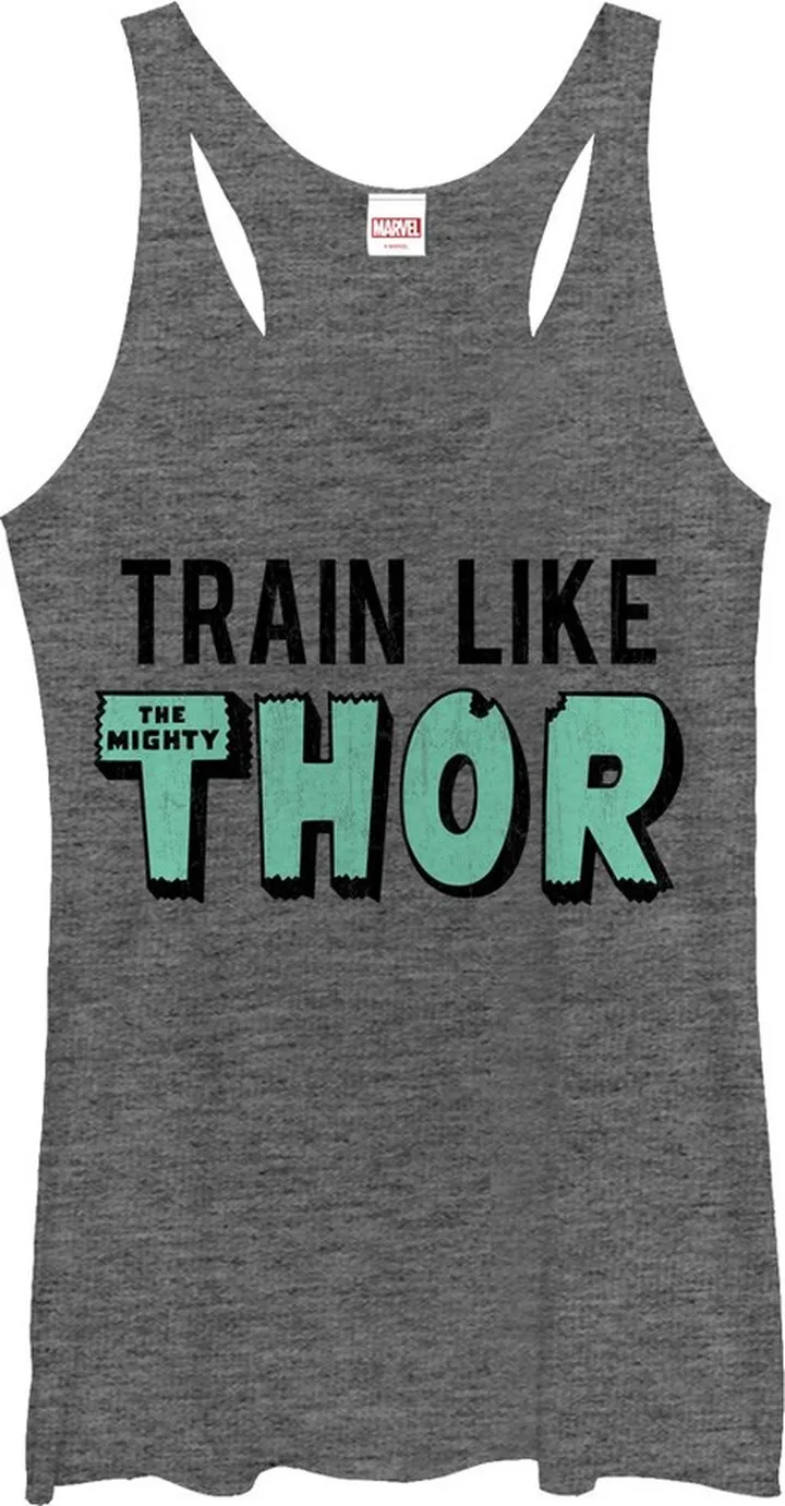 Women's Marvel Train Like Thor Racerback Tank Top - Gray Heather - Large