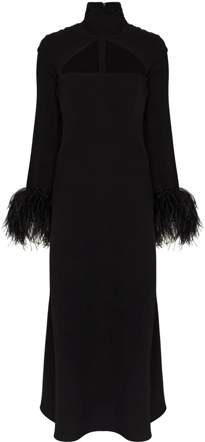 Odessa cutout feather-trim dress