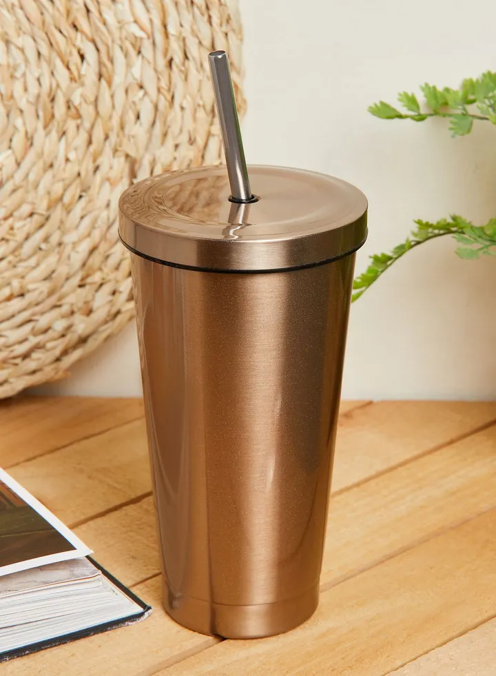 Stainless Steel Tumbler With Straw