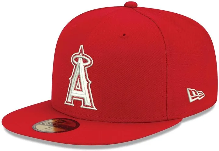 Men's New Era Red Los Angeles Angels Logo White 59FIFTY Fitted Hat