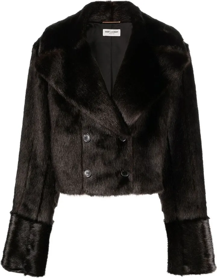Double-Breasted Faux-Fur Jacket