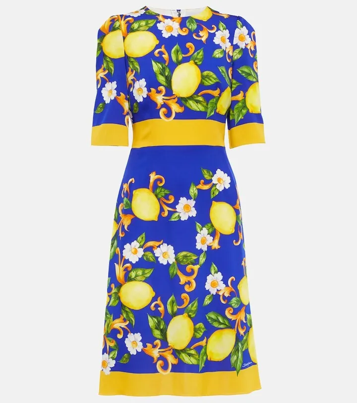 Printed silk-blend midi dress