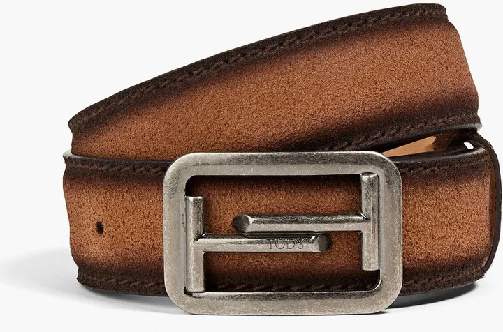 Burnished suede belt
