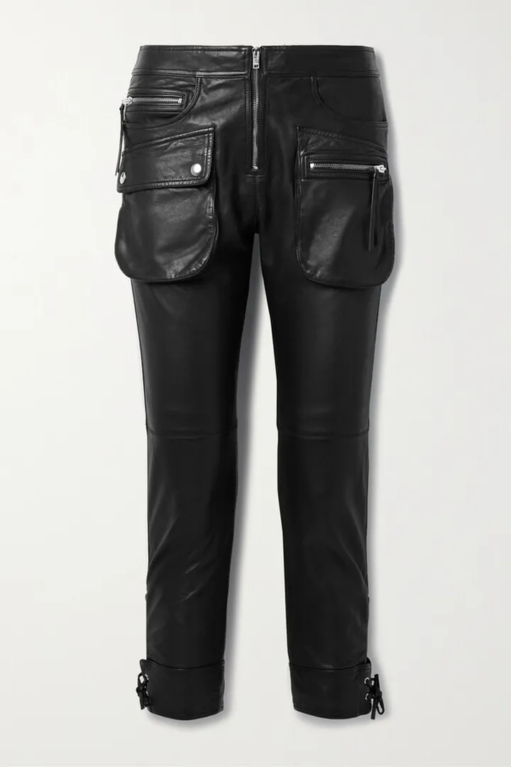 Isabel Marant - Ciane Cropped Tie-detailed Leather Slim-leg Pants - Black
