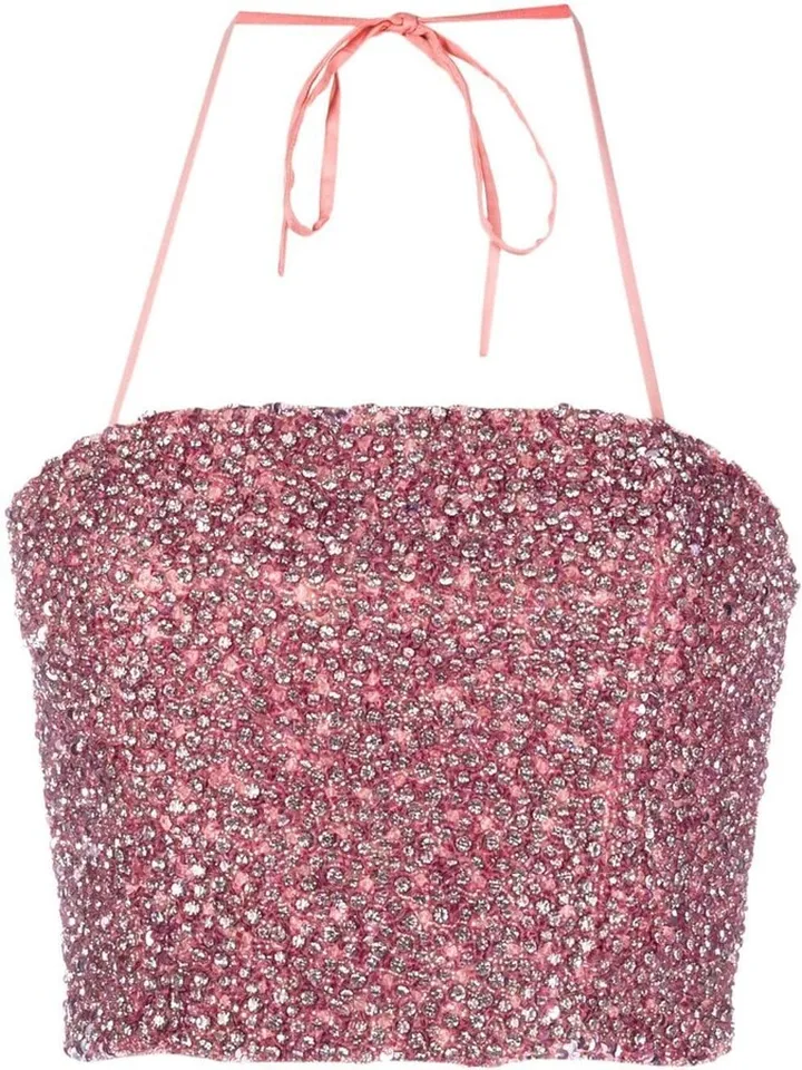 Ceresi crystal-embellished halterneck top