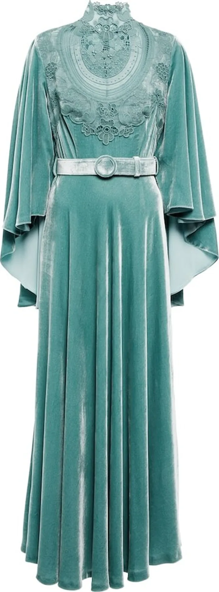 Gabriella lace-paneled velvet gown