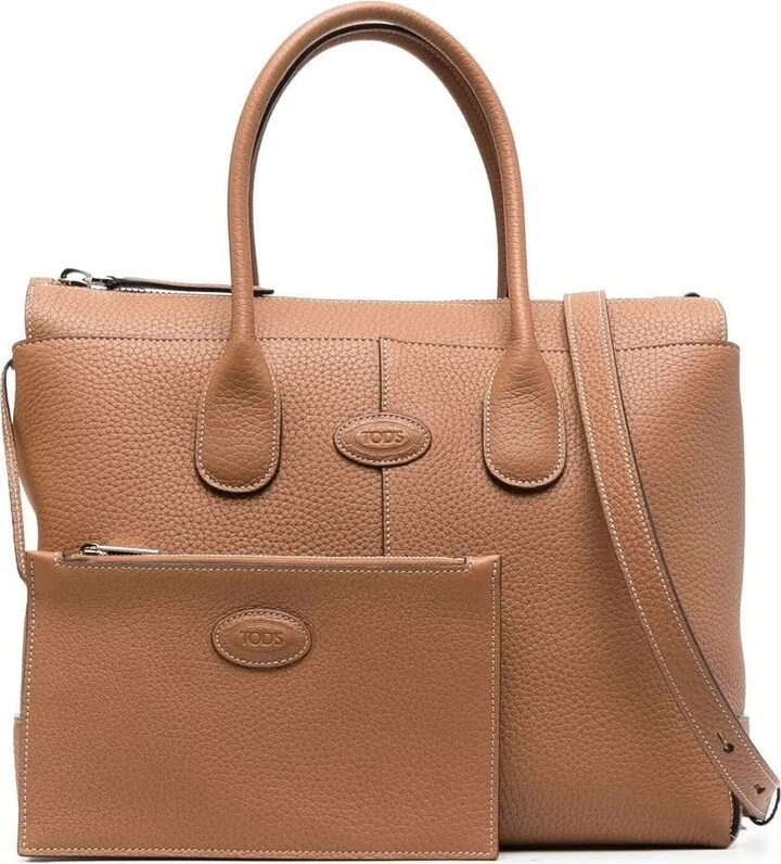 Tonal-Logo Leather Tote Bag