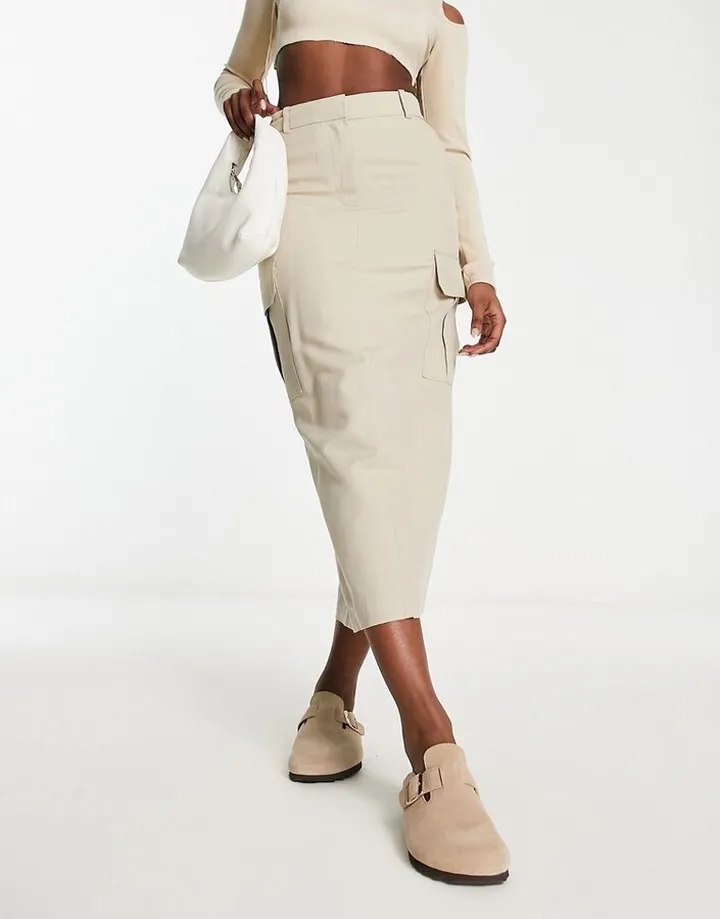 & Other Stories cargo midi skirt in beige