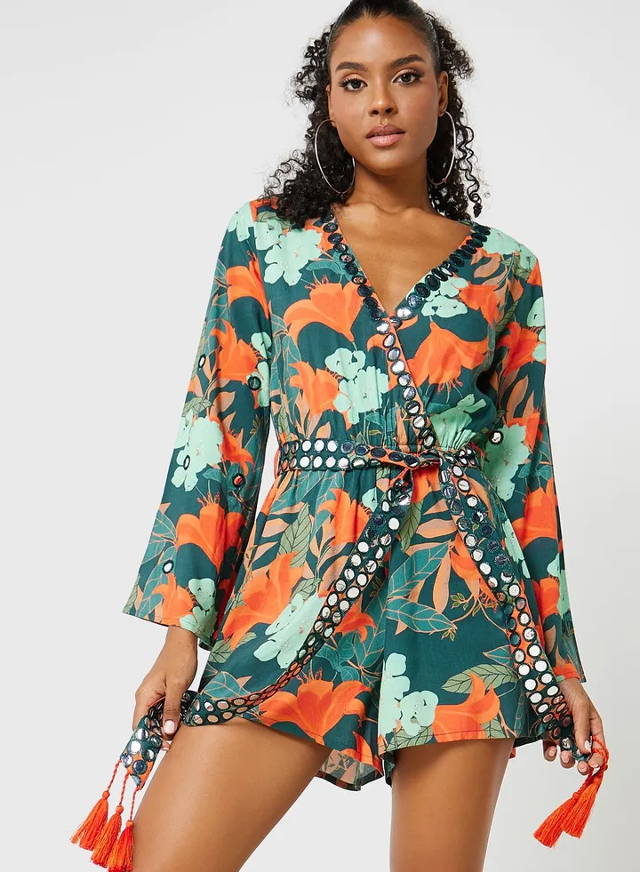 Embellished Floral Playsuit