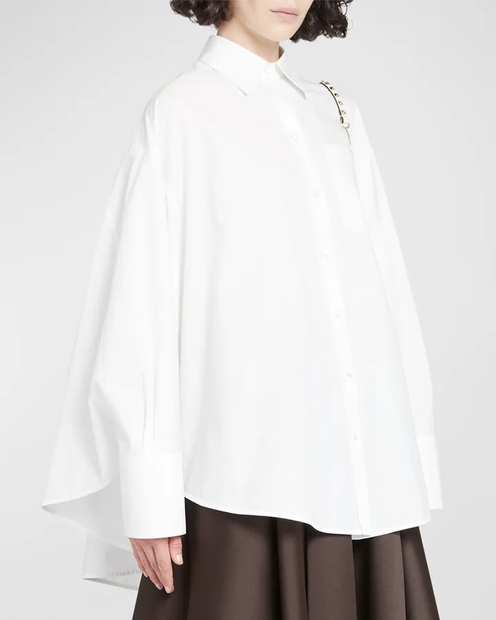 Oversized Cotton Poplin Collared Shirt
