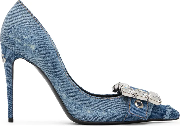 Dolce & Gabbana Blue Patchwork Denim Heels
