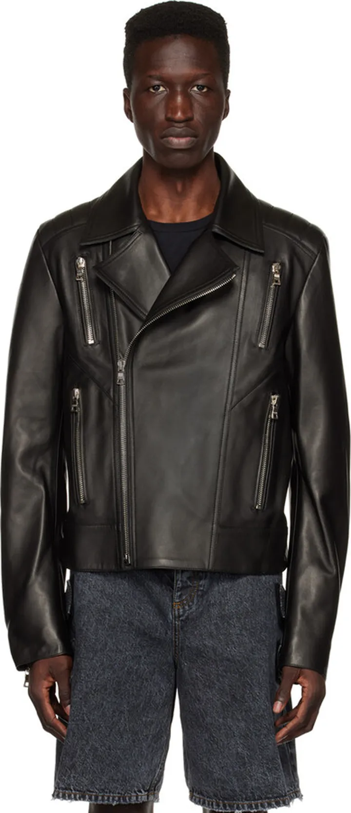 Balmain Black Leather Biker Jacket