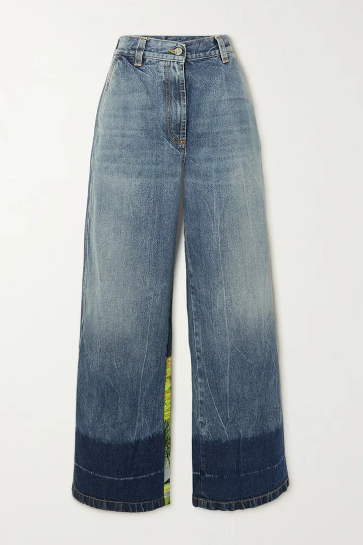 Palm Angels - Palm Paneled Printed Low-rise Jeans - Blue