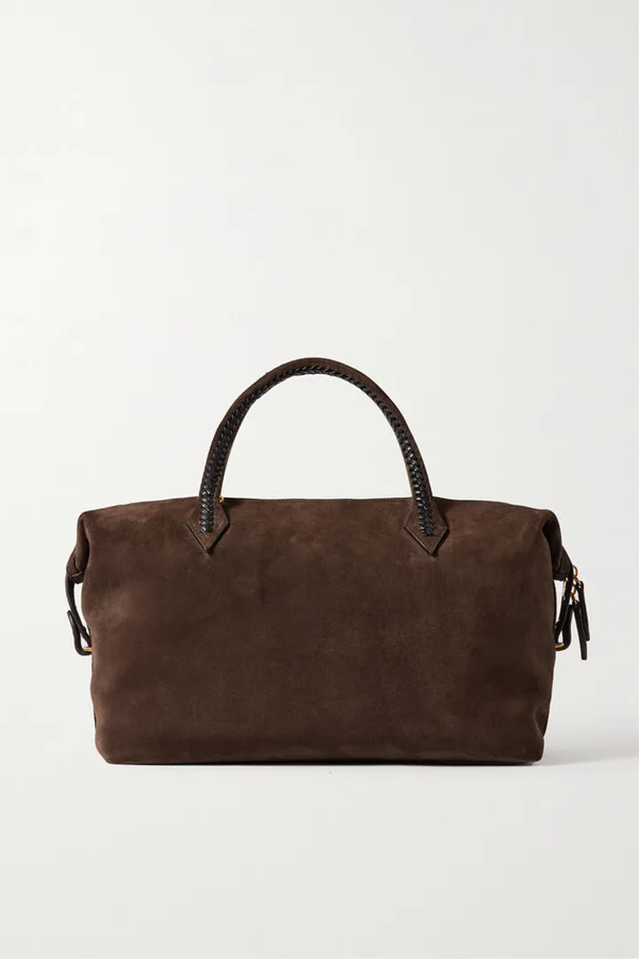 Métier - Perriand City Medium Braided Leather-trimmed Suede Tote - Brown