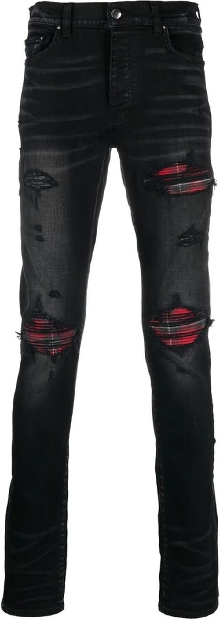 Distressed Slim-Cut Jeans