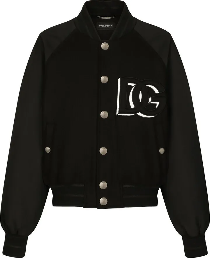 Black Logo Patch Bomber Jacket
