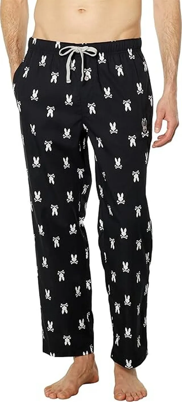 Psycho Bunny Woven Poplin Lounge Pants (Black) Men's Pajama