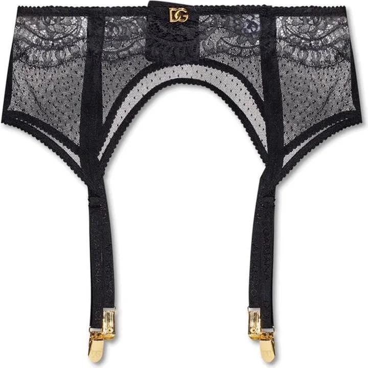 Dolce & Gabbana Logo-Plaque Lace Suspender Belt