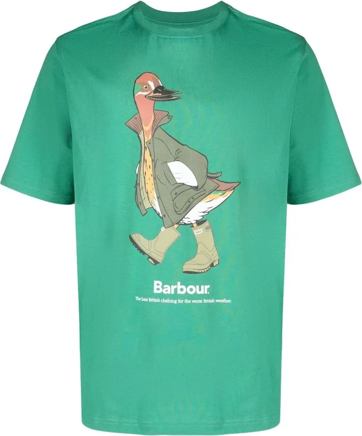 X NOAH Green Duck Print T-Shirt
