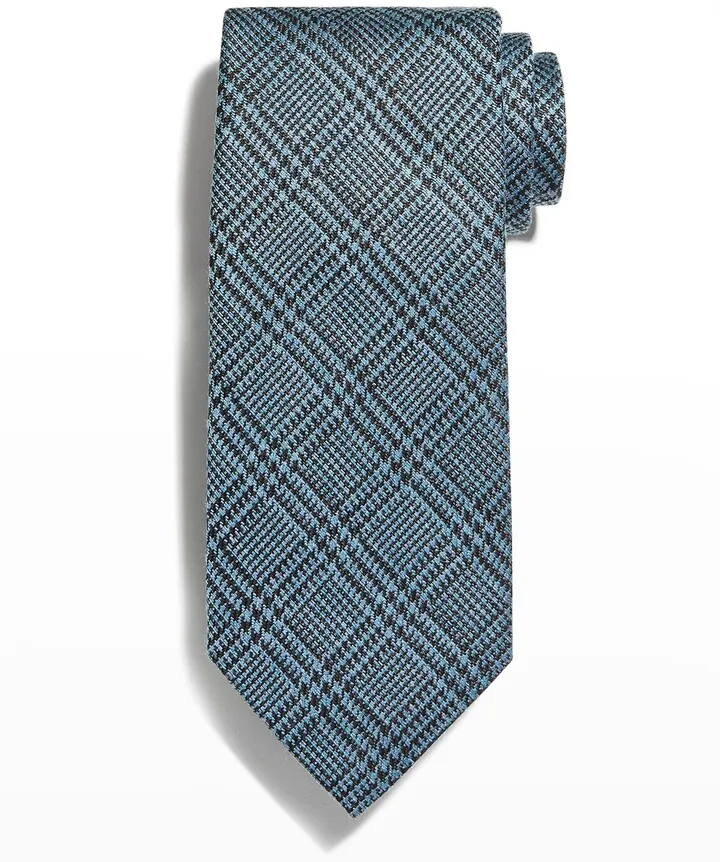 Men's Glen Check Silk Jacquard Tie