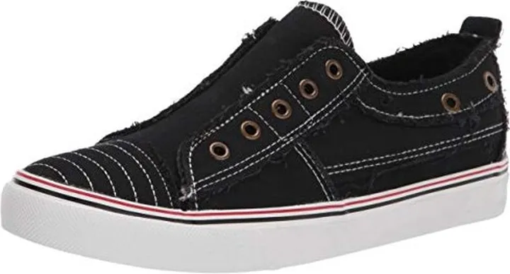 YOKI Womens Bentley-108 Ribbed Cap Toe Retro Casual Slip on Sneakers Black