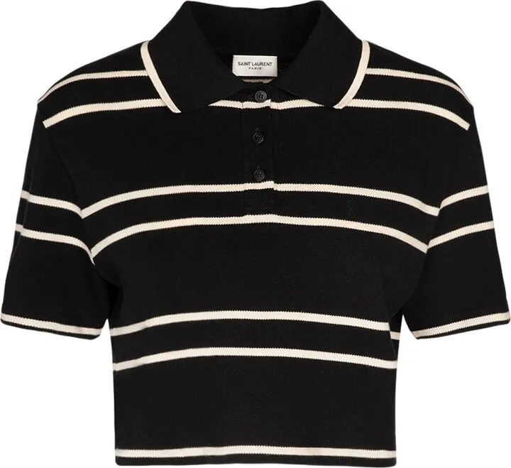 Cropped cotton polo top