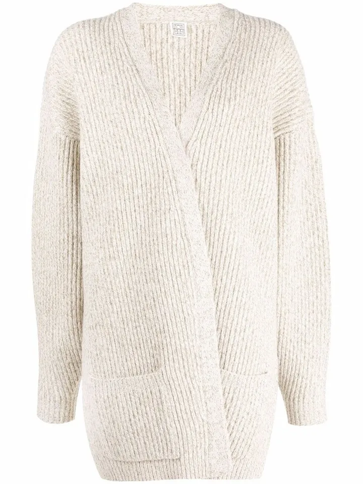 ribbed-knit V-neck cardigan