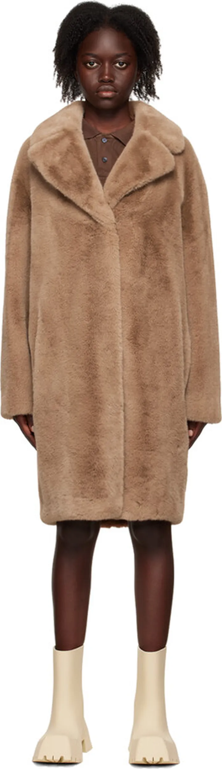 Stand Studio Brown Camille Faux-Fur Coat