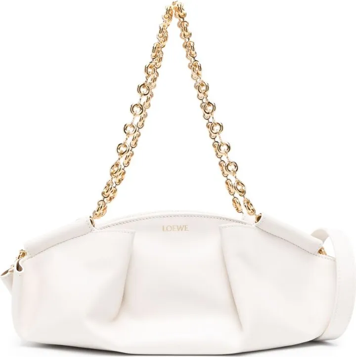 White Small Paseo Leather Shoulder Bag