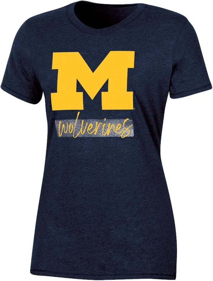 NCAA Michigan Wolverines Women's Short Sleeve Crew Neck Chalk T-Shirt - M