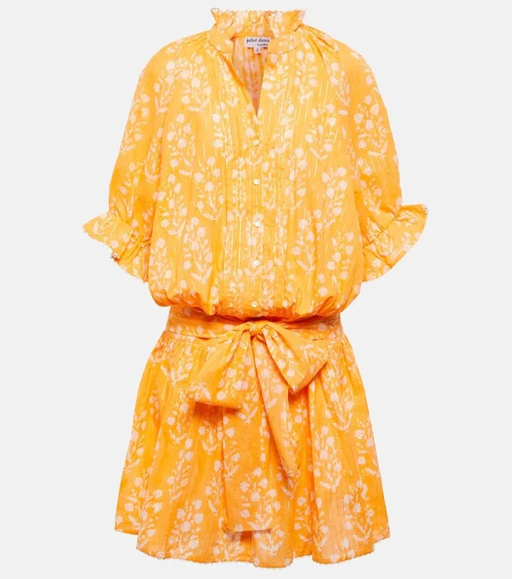 Floral cotton-blend shirt dress