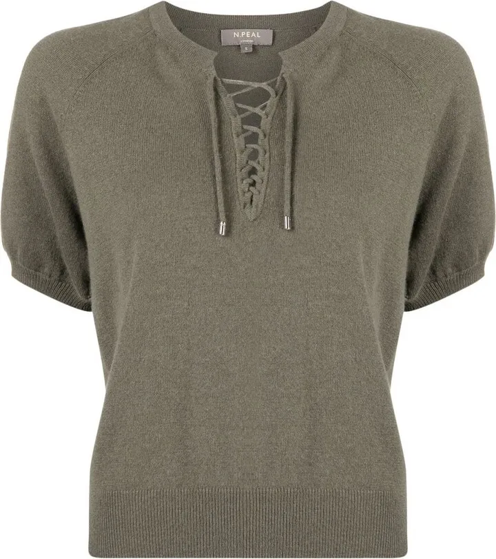 Lace-Up Detailing Cashmere Top