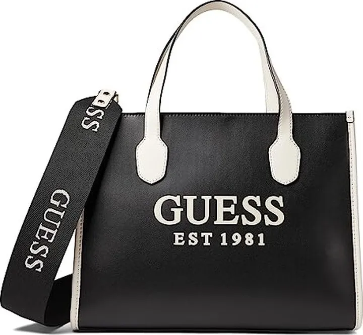 GUESS Silvana Small Tote (Black) Handbags