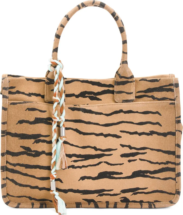 Cotton Canvas Animal Print Tote