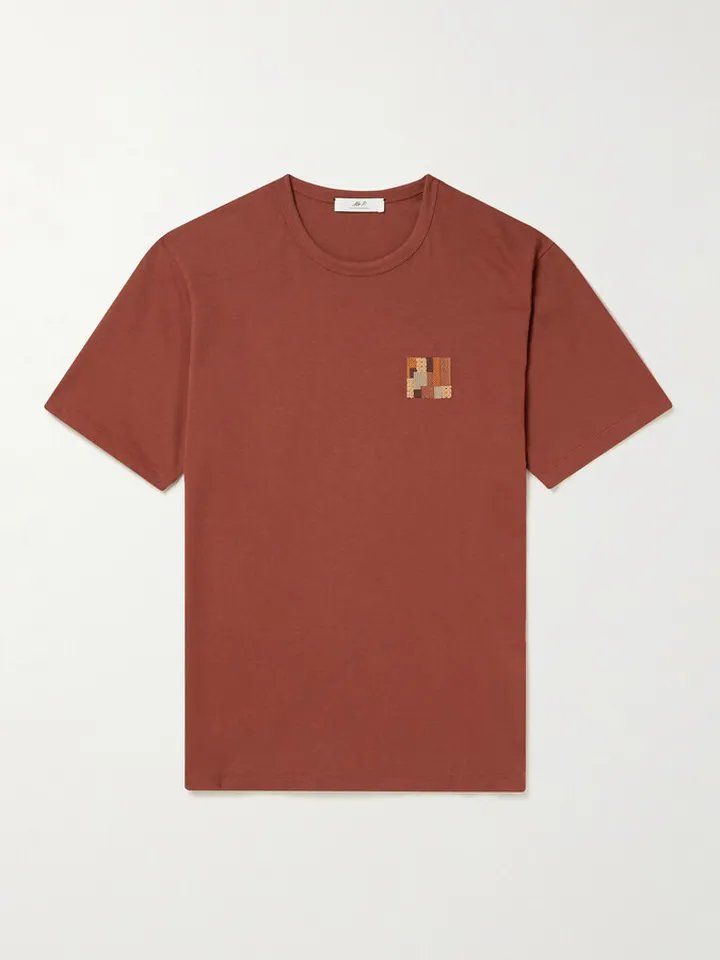 Embroidered Cotton-Jersey T-Shirt