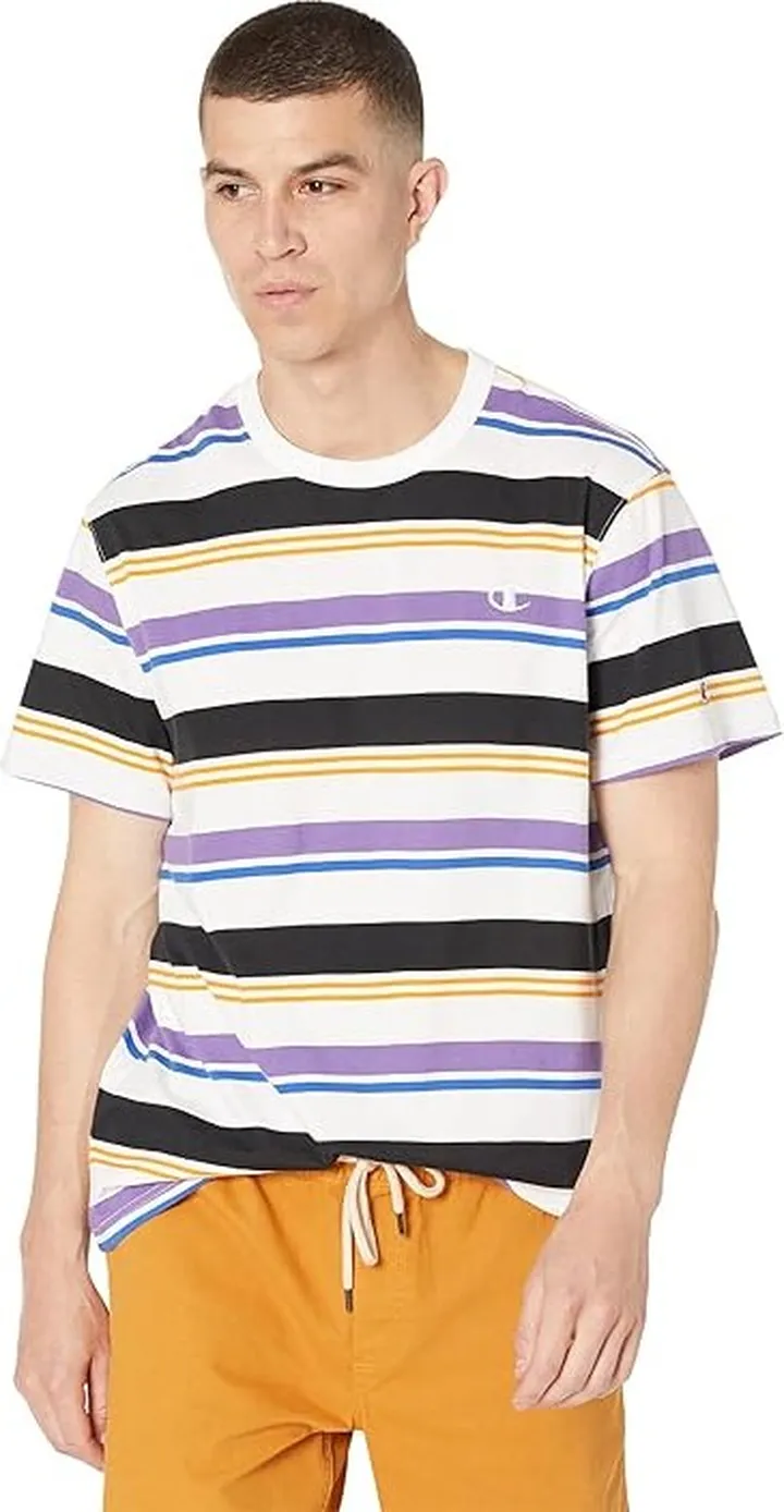 Champion Classic All Over Print T-Shirt (Light Fresh Stripe White) Men's Clothing