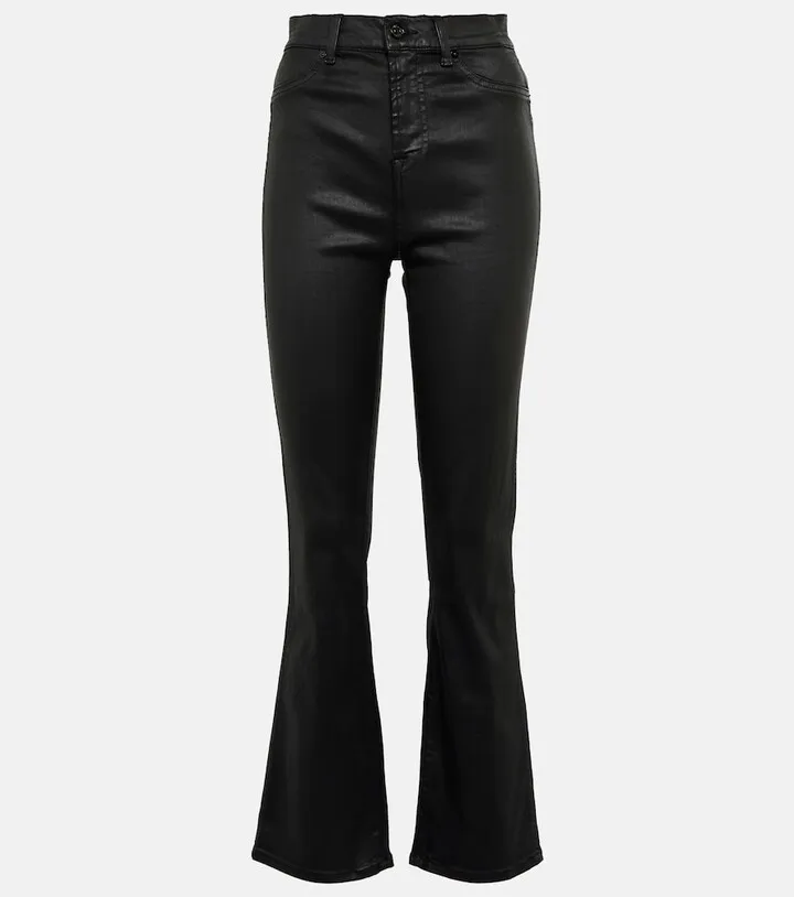 High-rise coated bootcut jeans