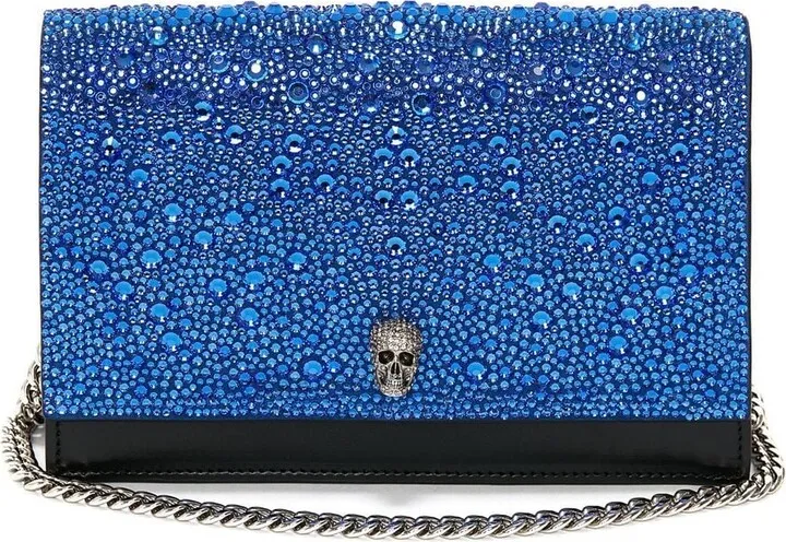 Skull rhinestone-embellished crossbody bag