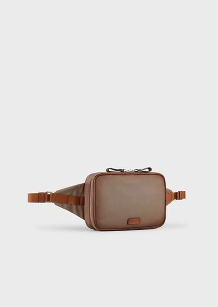 Recycled nylon and leather belt bag