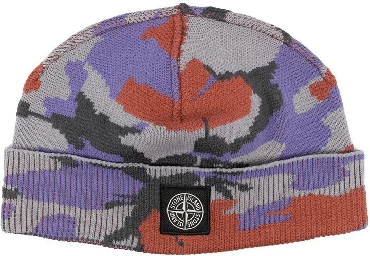 Camouflage-Print Knitted Beanie