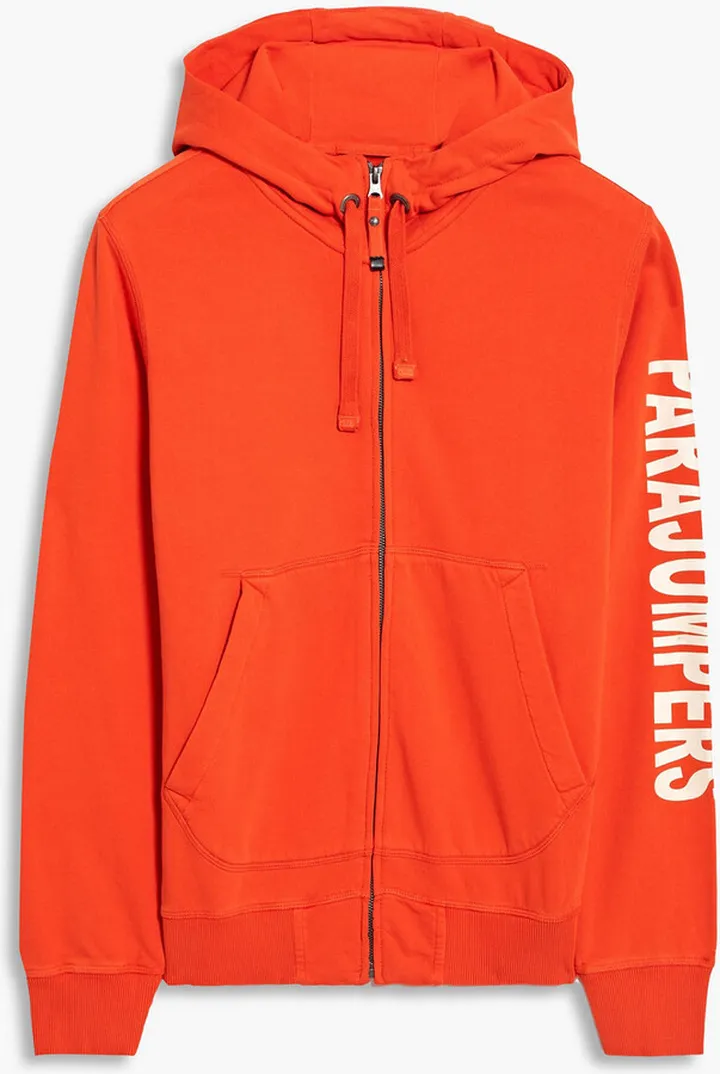 Printed French cotton-terry zip-up hoodie