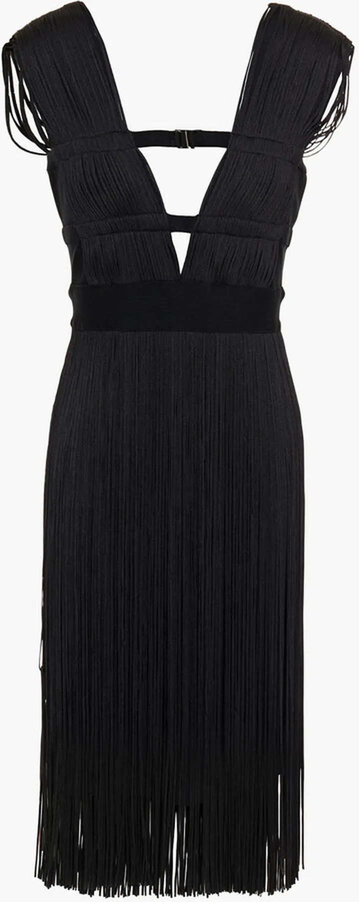 Cutout fringed bandage mini dress