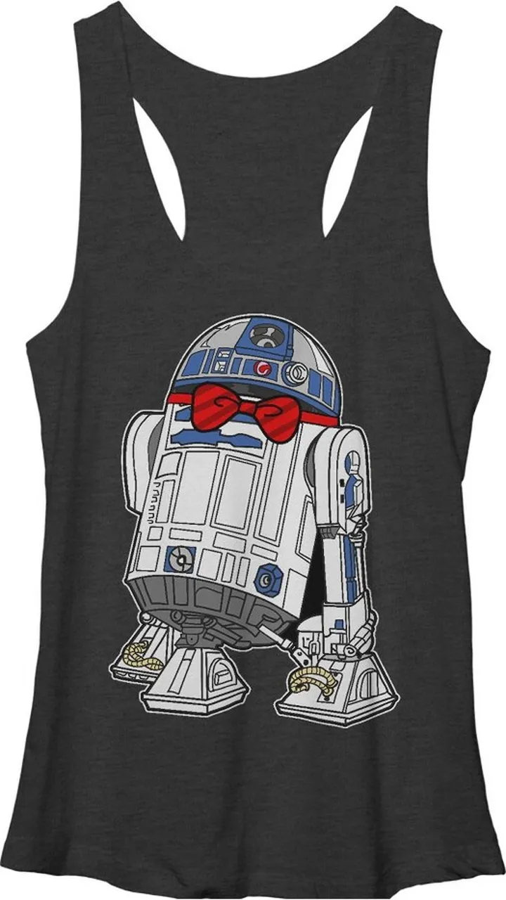 Women's Star Wars R2-D2 Bowtie Racerback Tank Top - Black Heather - Small