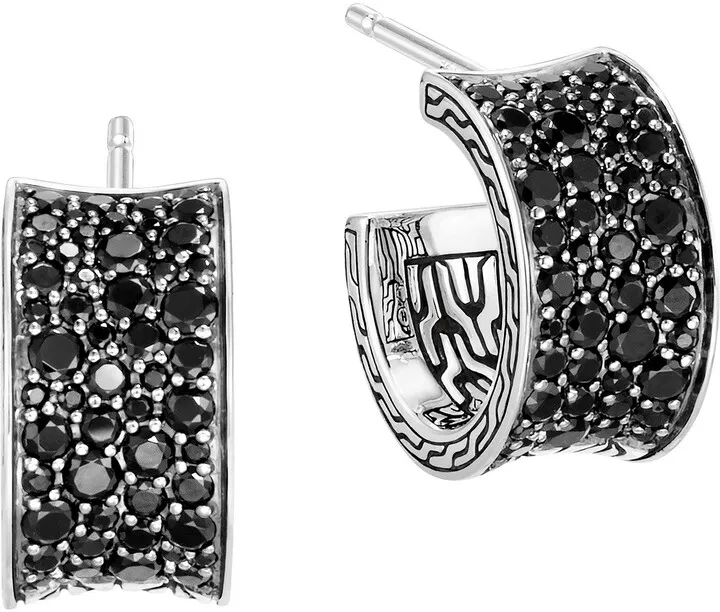 Classic Black Sapphire Pavé Hoop Earrings
