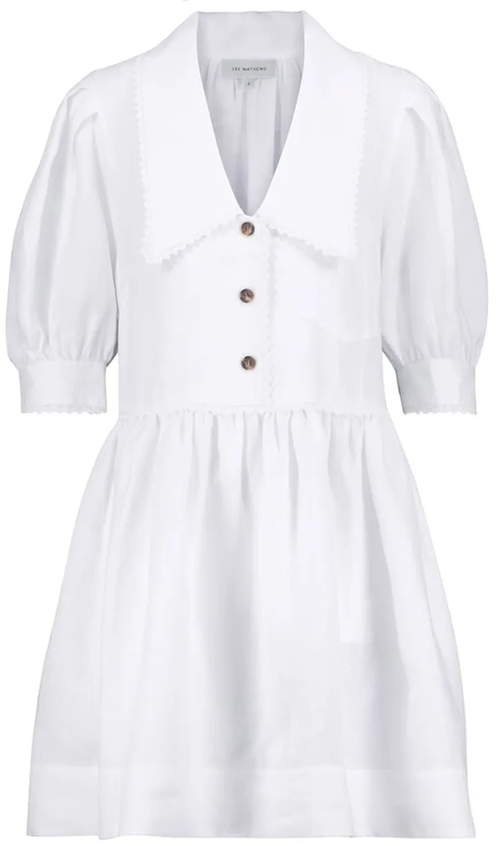 Ali crochet trim linen minidress