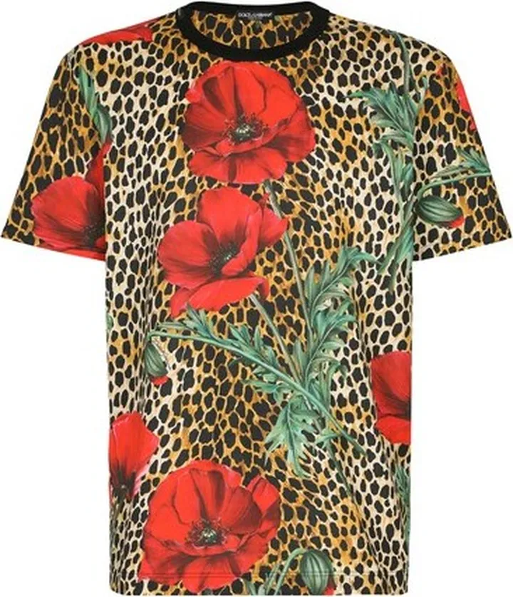 Cotton T-shirt with poppy print