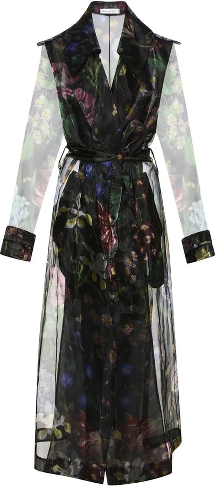 Floral-Print Trench Coat