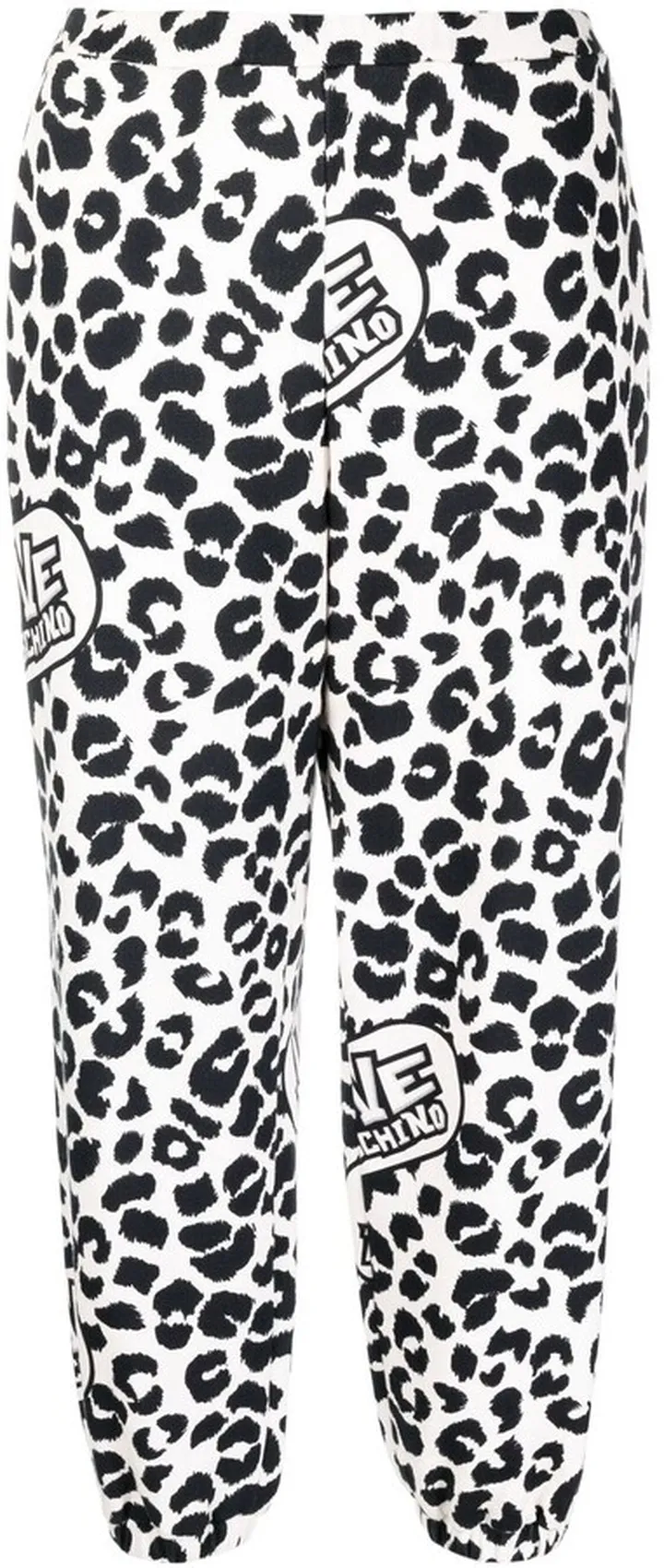 Animal-Print Elasticated-Waist Straight Trousers
