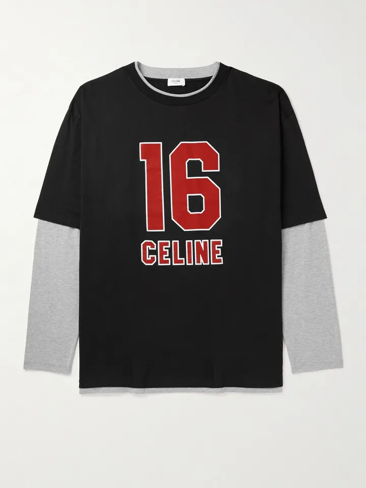 Layered Logo-Print Cotton-Jersey T-Shirt